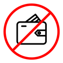 No wallet sign color outline icon