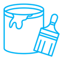 Paint bucket and paint brush color outline icon