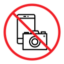 Photo and phone forbidden sign color outline icon