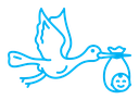 Stork with baby color outline icon
