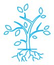 Tree with roots and leaves color outline icon
