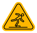 Tripping hazard warning sign color outline icon