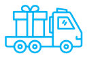 Truck carrying gift box color outline icon