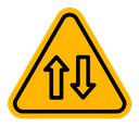 Two way traffic sign color outline icon