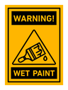 Wet paint sign color outline icon
