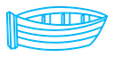 Wooden boat color outline icon