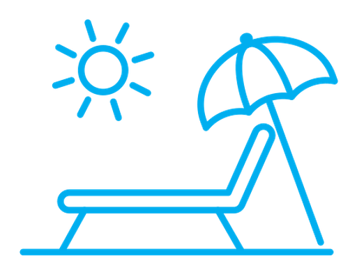 Beach chair with umbrella color outline icon