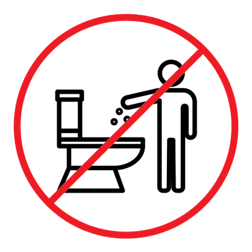 Do not litter in toilet sign color outline icon
