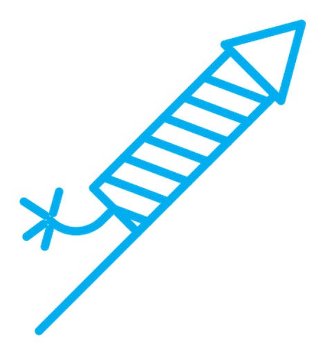 Fireworks rocket sign color outline icon