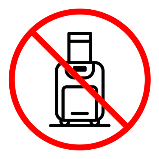Forbidden luggage sign color outline icon