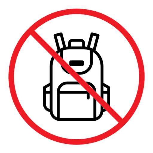 No backpacks allowed sign color outline icon