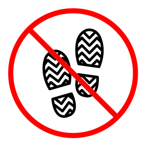 No foot print sign color outline icon