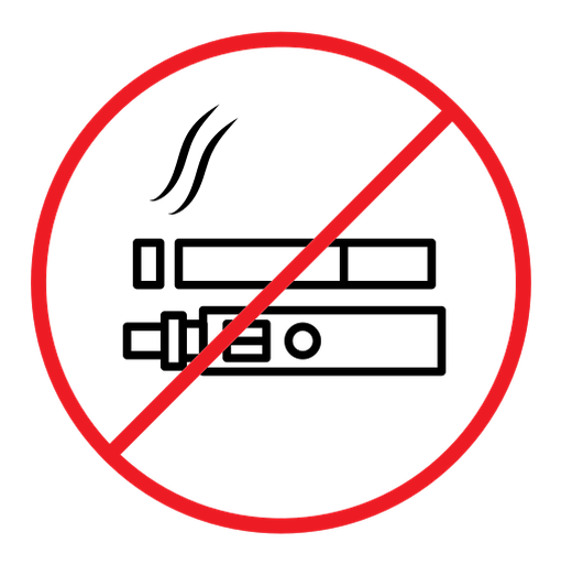 No smoking including electronic cigarettes sign color outline icon