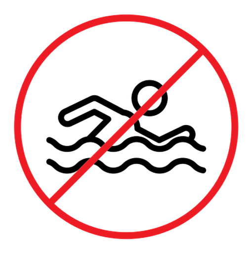 No swimming sign (2) color outline icon