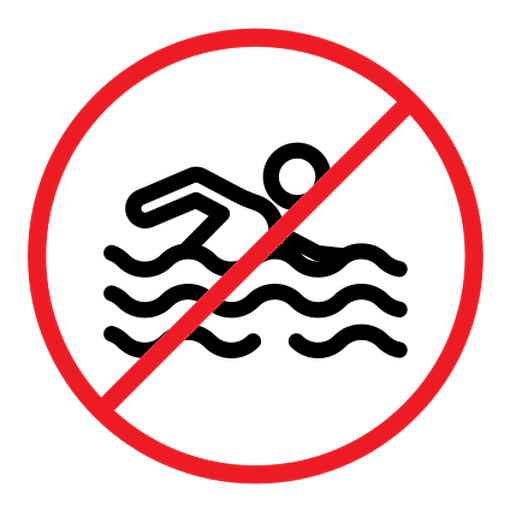 No swimming sign color outline icon