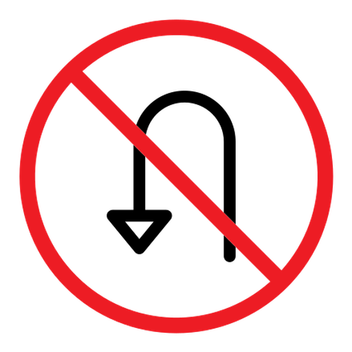 No u turn road sign color outline icon