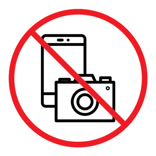 Photo and phone forbidden sign color outline icon