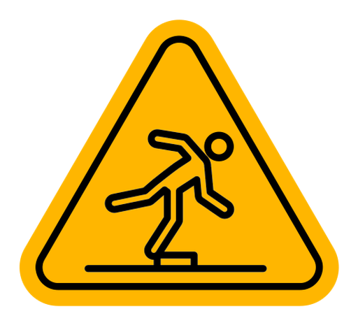 Tripping hazard warning sign color outline icon