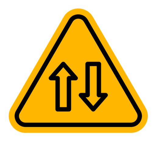 Two way traffic sign color outline icon
