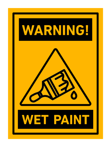Wet paint sign color outline icon
