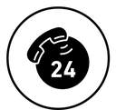 24 7 Emergency call services black filled icon