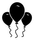 Balloons black filled icon