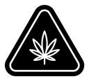 Cannabis packaging warning sign black filled icon