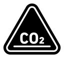 CO2 warning sign black filled icon