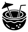 Coconut drink black filled icon