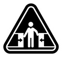 Risk of crushing warning sign black filled icon