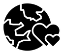 Earth love heart black filled icon