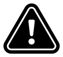 Warning sign with exclamation point black filled icon