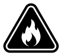 Fire warning sign black filled icon