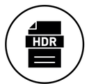 HDR image file extension black filled icon