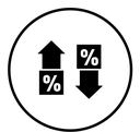 High and Low Percent arrow black filled icon