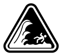 High sea waves warning sign black filled icon