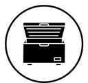 Horizontal shop refrigerator black filled icon