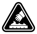 Caution hot surface sign black filled icon