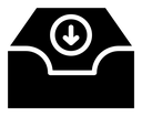 Inbox black filled icon