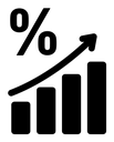 Interest growth black filled icon