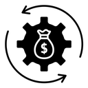 Money processes black filled icon
