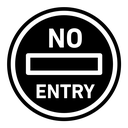 No entry road sign black filled icon