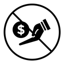 No money sign black filled icon
