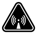 Non ionizing radiation hazard sign black filled icon