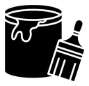 Paint bucket and paint brush black filled icon