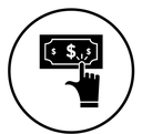 Pay per click black filled icon