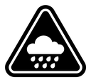 Rain warning sign black filled icon