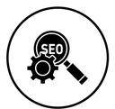 Search engine optimization black filled icon