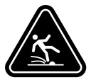 Slip Warning  sign black filled icon