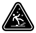 Slippery ice sign black filled icon